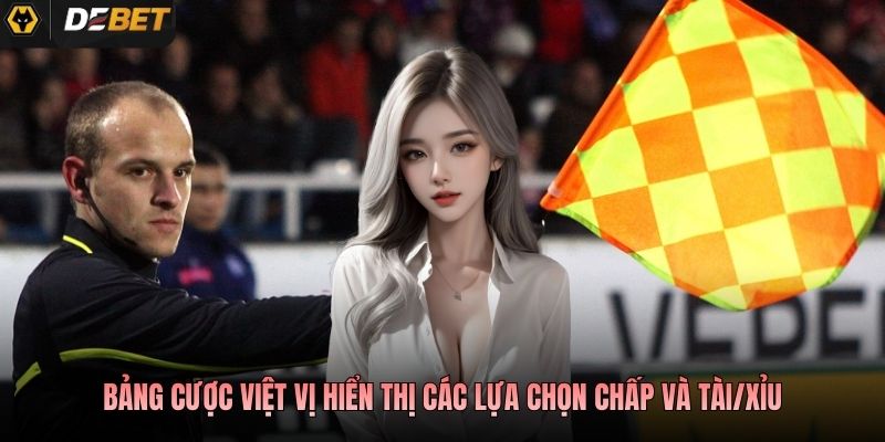 Bảng cược việt vị hiển thị các lựa chọn chấp và Tài/Xỉu