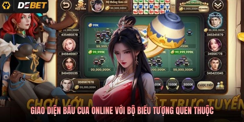 Giao diện bầu cua online với bộ biểu tượng quen thuộc