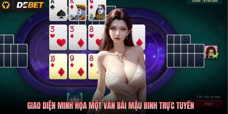 Giao diện minh họa một ván bài mậu binh trực tuyến